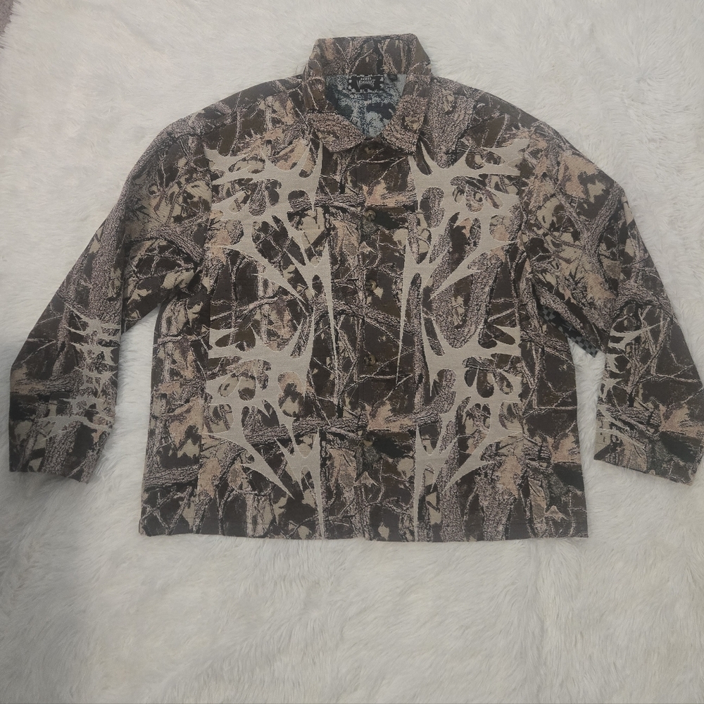 Rebel Vengeance Tapestry Jacket Camo Print Coat Sz XL